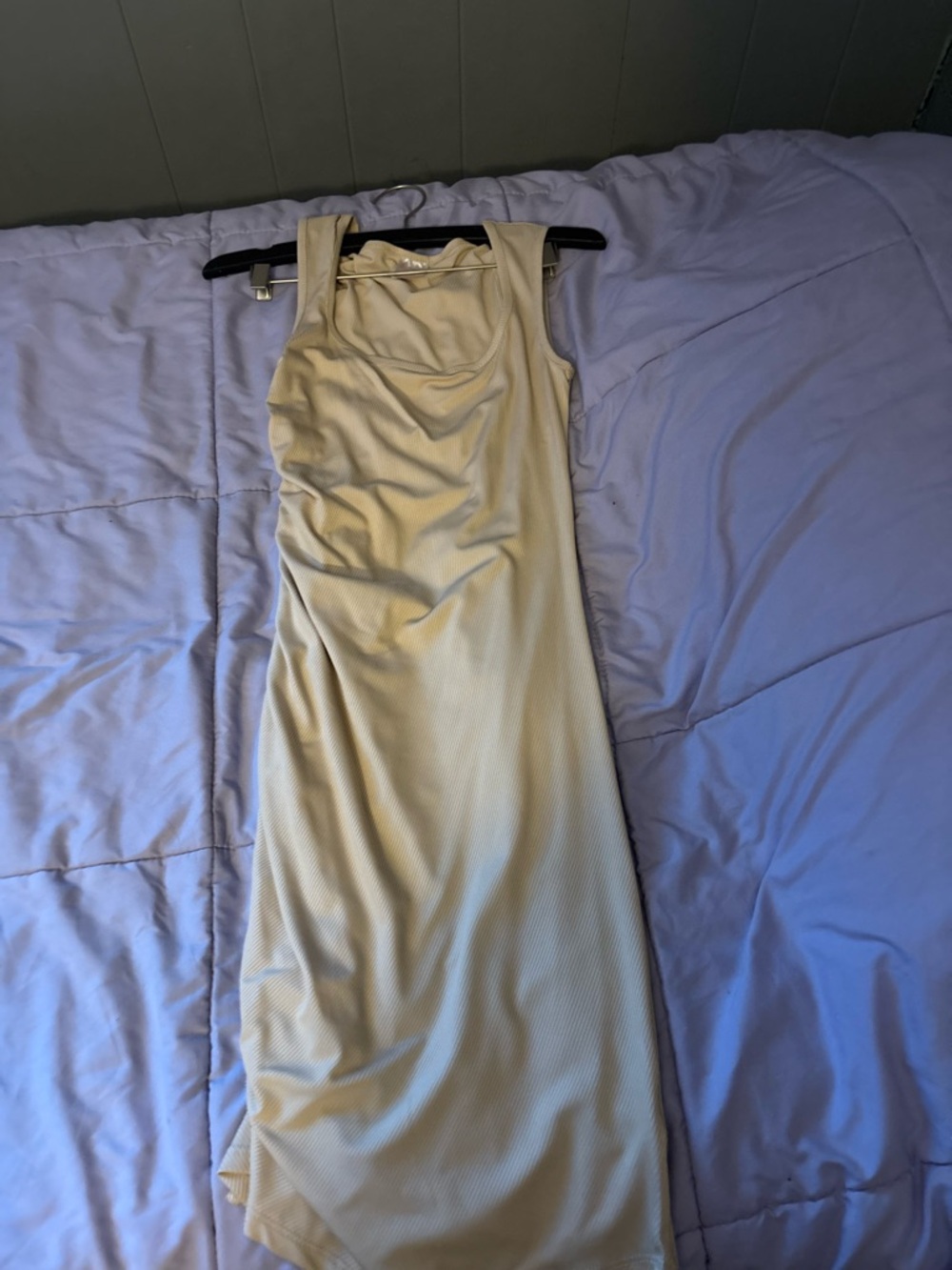 Sleeveless Cream Midi Dress with Scoop Neck